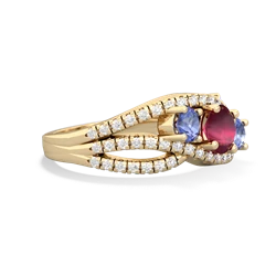 Ruby Three Stone Aurora 14K Yellow Gold ring R3080