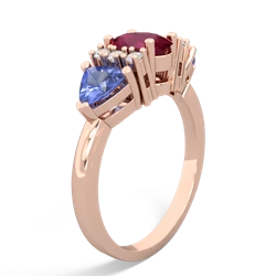 Ruby Antique Style Three Stone 14K Rose Gold ring R2186