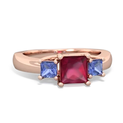 Ruby Three Stone Trellis 14K Rose Gold ring R4015