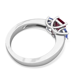 Ruby Three Stone Trellis 14K White Gold ring R4015