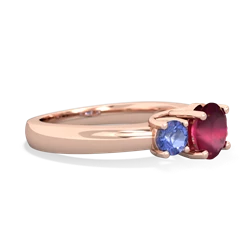 Ruby Three Stone Round Trellis 14K Rose Gold ring R4018