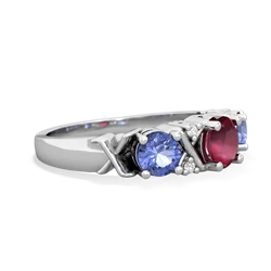 Ruby Hugs And Kisses 14K White Gold ring R5016