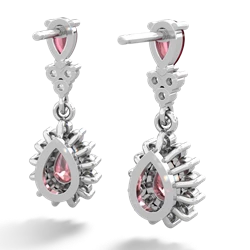 Ruby Halo Pear Dangle 14K White Gold earrings E1882