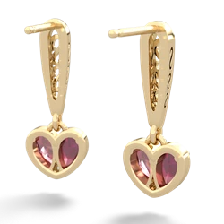 Ruby Filligree Heart 14K Yellow Gold earrings E5070