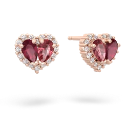 Ruby Halo 14K Rose Gold earrings E7008