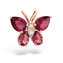 Ruby Butterfly 14K Rose Gold pendant P2215