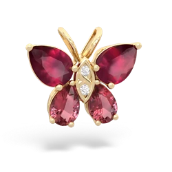 Ruby Butterfly 14K Yellow Gold pendant P2215