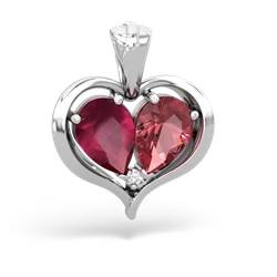 Ruby Two Become One 14K White Gold pendant P5330