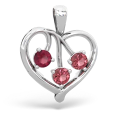 Ruby Glowing Heart 14K White Gold pendant P2233