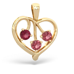 Ruby Glowing Heart 14K Yellow Gold pendant P2233