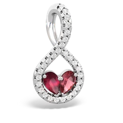 Ruby Pave Twist 'One Heart' 14K White Gold pendant P5360