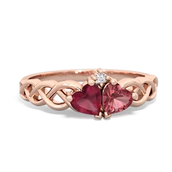 Ruby Heart To Heart Braid 14K Rose Gold ring R5870