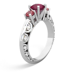 Ruby Art Deco Eternal Embrace Engagement 14K White Gold ring C2003