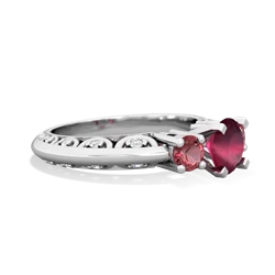 Ruby Art Deco Eternal Embrace Engagement 14K White Gold ring C2003