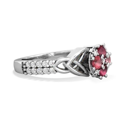 Ruby Celtic Knot Cluster Engagement 14K White Gold ring R26443RD