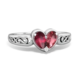 Ruby Filligree 'One Heart' 14K White Gold ring R5070