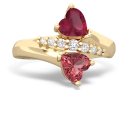 Ruby Heart To Heart 14K Yellow Gold ring R2064