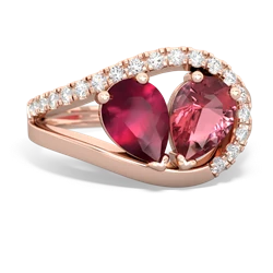 Ruby Nestled Heart Keepsake 14K Rose Gold ring R5650