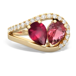 Ruby Nestled Heart Keepsake 14K Yellow Gold ring R5650