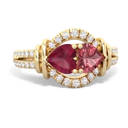 Ruby Art-Deco Keepsake 14K Yellow Gold ring R5630
