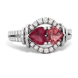 Ruby Art-Deco Keepsake 14K White Gold ring R5630