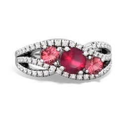 Ruby Three Stone Aurora 14K White Gold ring R3080