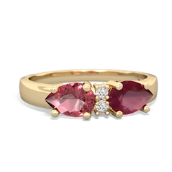 Ruby Pear Bowtie 14K Yellow Gold ring R0865