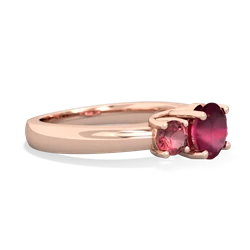 Ruby Three Stone Round Trellis 14K Rose Gold ring R4018