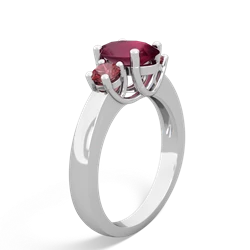 Ruby Three Stone Oval Trellis 14K White Gold ring R4024