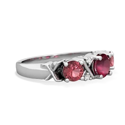 Ruby Hugs And Kisses 14K White Gold ring R5016