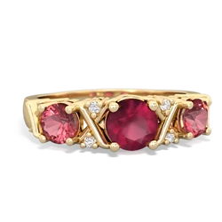 Ruby Hugs And Kisses 14K Yellow Gold ring R5016