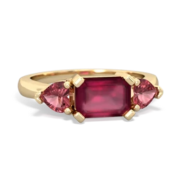 Ruby Three Stone 14K Yellow Gold ring R5235