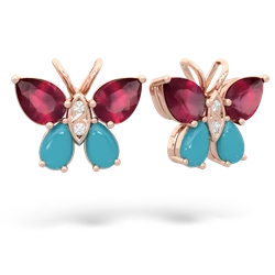 Ruby Butterfly 14K Rose Gold earrings E2215