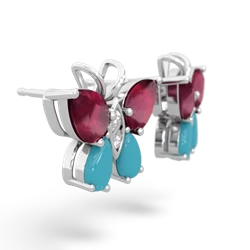 Ruby Butterfly 14K White Gold earrings E2215