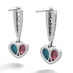 Ruby Filligree Heart 14K White Gold earrings E5070