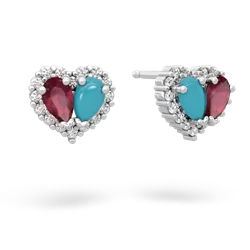 Ruby Halo 14K White Gold earrings E7008