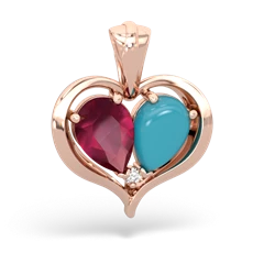 Ruby Two Become One 14K Rose Gold pendant P5330