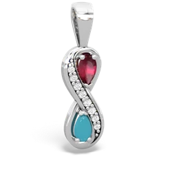 Ruby Diamond Infinity 14K White Gold pendant P5390