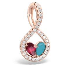 Ruby Pave Twist 'One Heart' 14K Rose Gold pendant P5360