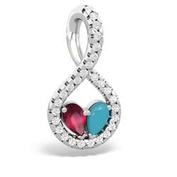 Ruby Pave Twist 'One Heart' 14K White Gold pendant P5360