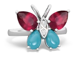 Ruby Butterfly 14K White Gold ring R2215