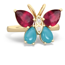 Ruby Butterfly 14K Yellow Gold ring R2215