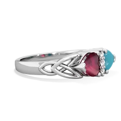 Ruby Celtic Knot Double Heart 14K White Gold ring R5040