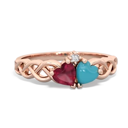 Ruby Heart To Heart Braid 14K Rose Gold ring R5870