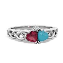 Ruby Heart To Heart Braid 14K White Gold ring R5870