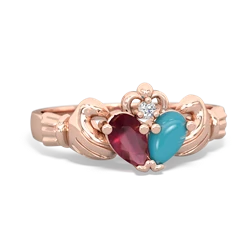 Ruby 'Our Heart' Claddagh 14K Rose Gold ring R2388