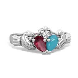 Ruby 'Our Heart' Claddagh 14K White Gold ring R2388