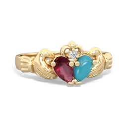 Ruby 'Our Heart' Claddagh 14K Yellow Gold ring R2388