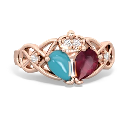 Ruby 'One Heart' Celtic Knot Claddagh 14K Rose Gold ring R5322