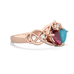 Ruby 'One Heart' Celtic Knot Claddagh 14K Rose Gold ring R5322